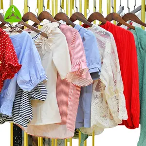 Blusa de algodão para moças usada misturada, segunda mão, roupas usadas em estoque