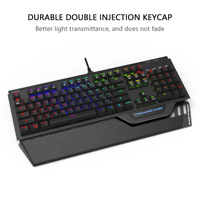 AIKUN GX920 kablolu RGB arkadan aydınlatmalı oyun klavye mekanik anahtarları multimedya tam boy klavye iki USB Hub siyah