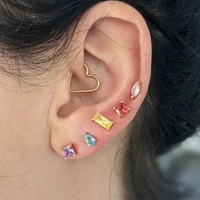Ensemble de boucles d'oreilles clous miniatures arc-en-ciel en argent 925, plaqué or, zircon, bijoux d'amitié pour femmes et filles