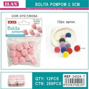 Pompon Iln Bolita 2.0 Cm Rosa 12 Pezzi per Lavori Manuali - Product Image 1
