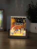 Lampe de nuit 3D Eid Mubarak, cadeau islamique arabe pour l'Aïd, lampe musulmane Ramadan, Ramadan Kareem, lampe de nuit imprimée au laser avec motif de mosquée et de château