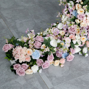 LFB2171-1 rose fleur rangées fleur artificielle chemin de Table mariage île coureur toile de fond accessoires fleur rayure - Product Image 3