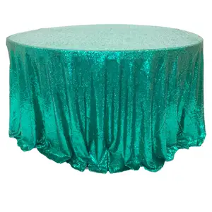 120 inch Sequin Tablecloth-Green, Sequin Table Cloth/Overlay/Cover Glitz Table Linen (Christmas Green)