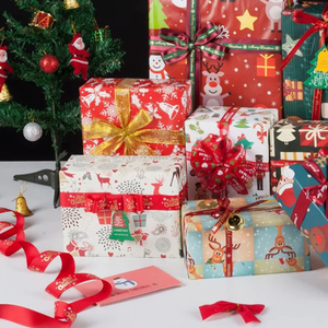 100% Polyester Hot Gold Cadeau Wrap Met Kerstboom Cadeau Lint Voor Handgemaakt Lint Taart Kerstlint - Product Image 6