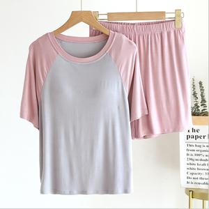 Nuovo Pigiama <span class=keywords><strong>in</strong></span> <span class=keywords><strong>Modal</strong></span> con Colori Patchwork per Tempo Libero, Esterno e Casa, Set Pigiama da Donna - Product Image 2