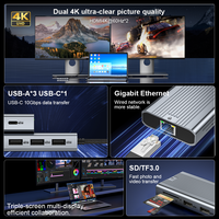 ULT-unite Triple Display Laptop Type c Multi Hub Docking Station USB HDMI 4K 60Hz USBC Hubs 2x HDMI dengan Transfer Data 10Gbps