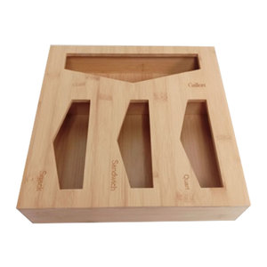 CUSTOM 4 piece ziplock bag storage bamboo ziplock bag organizer
