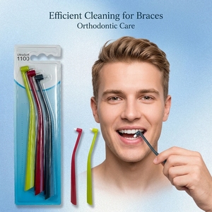 Brosse orthodontique à touffe unique <span class=keywords><strong>Detex</strong></span> 0.1mm Support ultra doux OEM 3 pièces/paquet brosse à dents orthodontique - Product Image 4