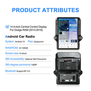 Navihua 14,4 pouces Android 14 Autoradio avec CarPlay DSP GPS Système Multimédia Écran Tactile pour Dodge Ram 2013-2018 Stéréo - Product Image 4