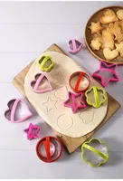 3-delige metalen koekjesvormenset met plastic handvat voor kinderen - milieuvriendelijke groente-/fruit-/gebakvormpjes