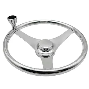 Marine Stainless Steel Boat Fit 3/4" Shaft 7/8" Rim Size Sport Steering Wheel With Control Knob Boat Marine