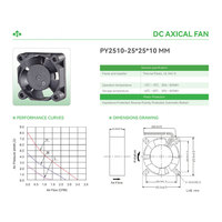 PY2510 2cm 25mm Micro ventilateur de refroidissement 25x25x10mm DC5V 12V 0.08A 2pin pour boîtier d'ordinateur imprimante alimentation et Raspberry Pi