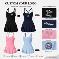 Robe de tennis personnalisée haut de gamme pour femme, en nylon et élasthanne mats, dos croisé contrastant, plissée, pour le golf, marque privée OEM