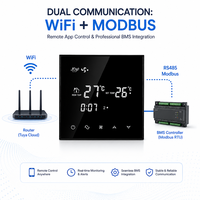 Termostato de aire acondicionado de 24 V, WIFI/MODBUS, calefacción inteligente HVAC para el hogar, 2/4 tubos, 3 velocidades, ventilador, termostato