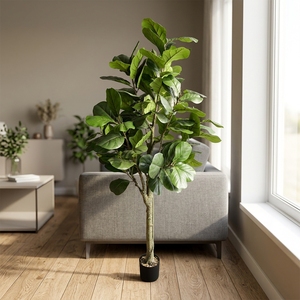 210cm <strong>Artificial</strong> Fiddle <strong>Fig</strong> Tree Faux Ficus Lyrata <strong>Artificial</strong> Greenery Bonsai <strong>Plant</strong> for Home Garden Decoration - Product Image 4