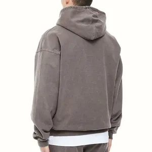 Sweat à capuche surdimensionné pour homme en coton 100% avec logo personnalisé brodé, coupe ample, en molleton épais, idéal pour l'automne - Product Image 6