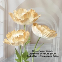 3 fleurs de pavot artificielles en papier faites à la main pour la décoration de mariage, de fête, de maison ou de fenêtre