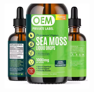 Gouttes liquides de mousse de mer irlandaise biologique, gouttes de mousse de mer végétaliennes, perte de poids, détoxification, nettoyage, soutien de la thyroïde avec fucus noir et bardane - Product Image 1