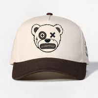 Gorra de béisbol estructurada con bordado de oso, estilo A-frame, con logotipo personalizado, gorras de alta calidad, gorra ajustada