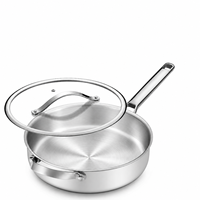 Ensemble de casseroles en acier inoxydable tri-couches 18/10, finition satinée entièrement plaquée, fabricant OEM