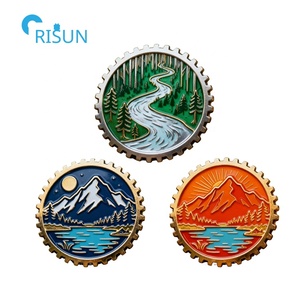Camping Wilderness Montagnes Rivières Lacs Forêts Lever du soleil Nature Épinglettes en émail Badges Broches Épingles en émail personnalisées Nature - Product Image 3