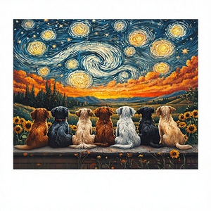 <span class=keywords><strong>Puzzle</strong></span> in Legno Ispirato all'Opera d'Arte "Notte Stellata" con Colori Vivaci per Decorazione Unica della Casa - Product Image 1