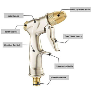 Pistolet pulvérisateur d'eau en laiton à débit réglable, multifonctionnel pour la maison, le lavage de voiture et l'arrosage du jardin - Product Image 4