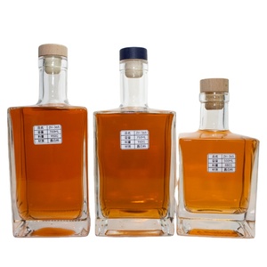 Bouteille en verre populaire, durable, exclusive, carrée, de qualité alimentaire, gaufrée, transparente, 750 ml, 500 ml, pour vin, <span class=keywords><strong>whisky</strong></span>, bière, saké, brandy, usine - Product Image 6