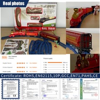 Train électrique à vapeur avec musique et lumière, jouet ferroviaire à piles avec wagons détachables, accessoires de scène pour enfants
