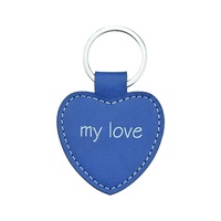 Porte-clés vierge de gravure laser en forme de coeur Découpe laser Porte-clés chic Porte-clés personnalisé en cuir PU avec porte-clés