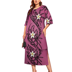 Gaun Puletasi Samoa Desain Baru 2022 untuk Wanita, Set <span class=keywords><strong>2</strong></span> Potong dengan Pola Polinesia Kustom, Ukuran Besar 8XL, Gaun Kasual Wanita - Product Image 1