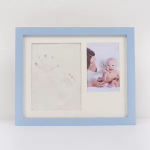 Commemorative Gift For Recording The Growth Path Of Newborn Babies With Solid Wood Frame Baby Handprint Footprint Printing Kit