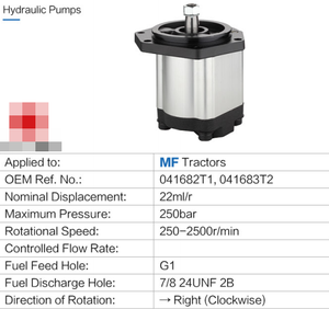 Remplacement de la pompe à engrenages hydraulique du tracteur Massey Ferguson 250/bar Pompes à engrenages droits 041682T1 041683T2 compatibles - Product Image 2
