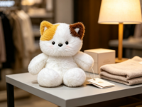 Peluche chat calico, jouet en peluche doux et moelleux, poupée chaton pour la décoration de la chambre et de la maison