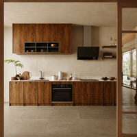 Meuble de cuisine mural moderne et écologique avec porte en bois massif finition laquée, prêt pour l'évier, idéal pour les villas
