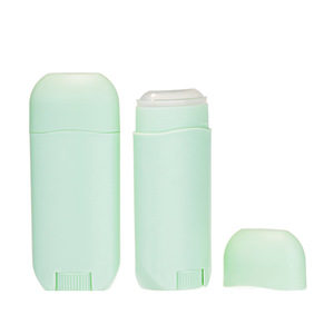 18g plastic sunblock deodorant stick tube container refillable wavy oval bottle with rotary bottom cosmetic packaging