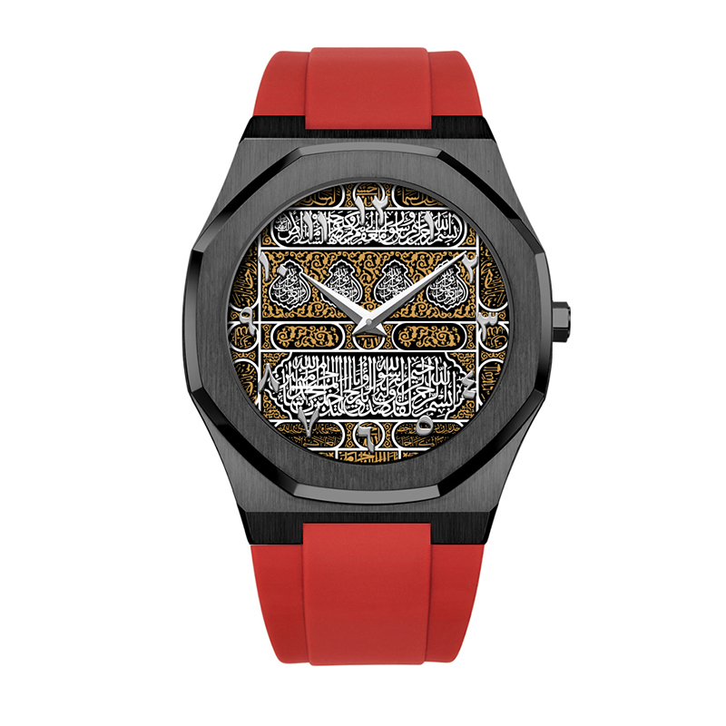 Silver+Red Silicone Strap-4