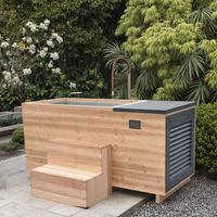 Baignoire de trempage à froid intelligente de luxe pour villa avec panneau de commande interne en acier inoxydable, bain de glace, spa, bain de trempage à froid