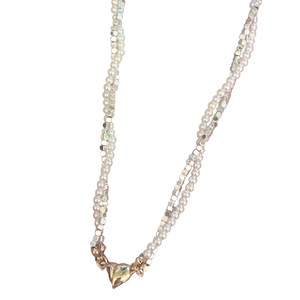 Collier Cœur Luxe Léger pour Femme, Polyvalent, en Métal Argenté, Perles Enroulées, Bijou de Corps Tendance pour Fête et Mariage - Product Image 5