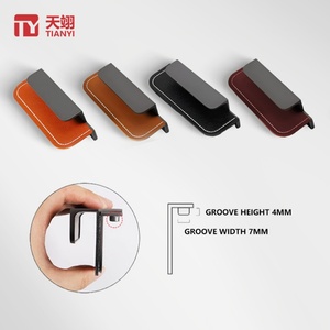 Manijas de Aleación de Aluminio y Cuero para Muebles, Armarios, Cómodas, Hoteles - Manijas Ocultas Integradas para Uso en Cocina - Product Image 3