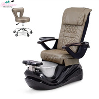 Pronne - Équipement de salon de manucure moderne - Chaise de pédicure Black Lotus - Ensemble complet avec tabouret de pédicure et fonction bain à remous