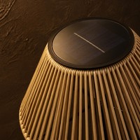 Lampe de table LED sans fil, solaire, étanche, en rotin tressé, rechargeable par USB, pour extérieur, jardin, patio, balcon, cour