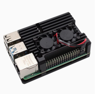 Casing Logam Raspberry Pi Generasi ke-4 4B, Sasis Paduan Aluminium dengan Heatsink Kipas Ganda Aluminium dan Pelindung