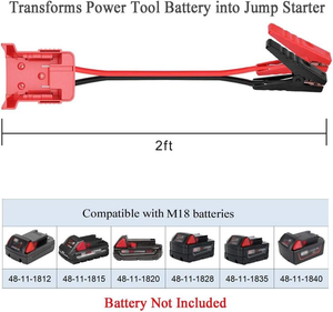 Câbles de démarrage M18 compatibles avec les batteries Milwaukee 18V |   Câble de suralimentation 2FT 8AWG avec pinces crocodiles - Product Image 6