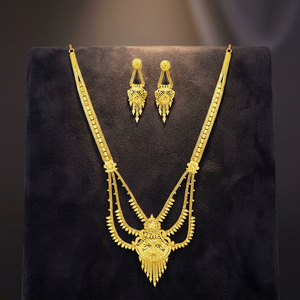 Wholesale Dubai Style <b>Fashion</b> <b>Necklaces</b> 14K18K24K Micron Gold Plated Brass Rani Haar Bridal Wedding Set Traditional Design - Product Image 4