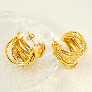 Zogxin Gold Hoop Earrings 18K Geometric Irregular Design For Women Party Jewelry - Product Image 2