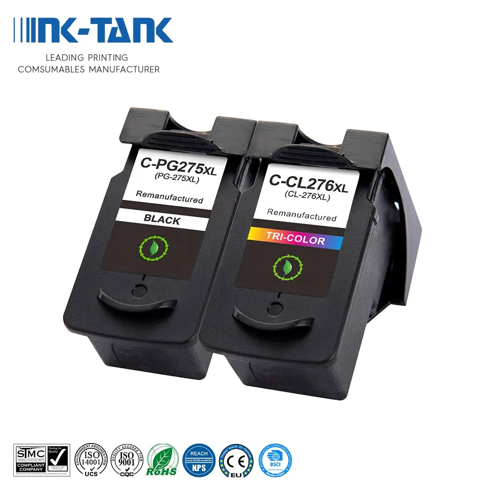 Kartrid Tinta PG275 CL276 PG 275 CL 276 275XL 276XL Kartrid Tinta Produksi Ulang Hitam untuk Printer Canon PIXMA TS3520 TR4720