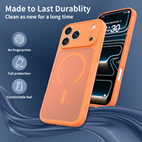 Coque de téléphone magnétique sans fil orange tendance pour iPhone 18 17 Pro Max, finition mate douce au toucher, protection de l'objectif