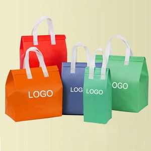 Logo Custom Waterproof Nonwoven Thermal Bag Disposable Cooler Bag Insulated Aluminum Foil Food Delivery Dessert Lunch Takeaway - Product Image 2
