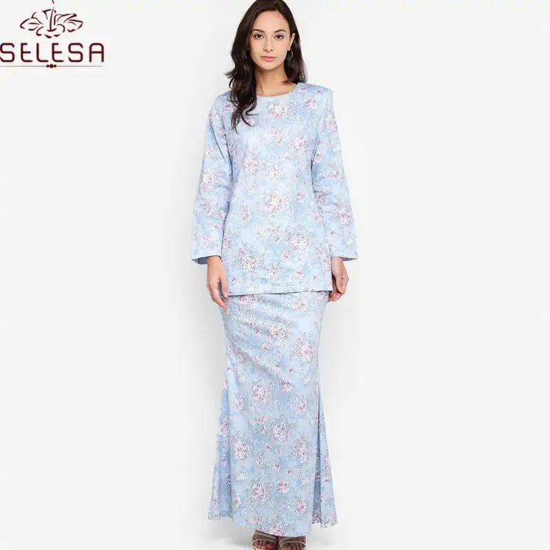 2019 Nieuwe Collectie Pahang Kebaya Vrouwen Moslim Kleding Blouse Met Moderne Kant Baju Kurung